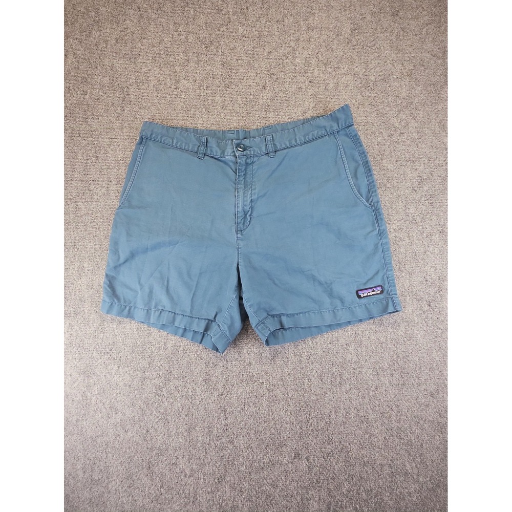 Patagonia Mens Size 34 Shorts Organic Cotton Blue Flat Front Pockets 1837